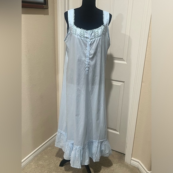 Blue  MISS LAVISH LONDON Sleeveless Chemise with Ruffled Hem, NIGHT GOWN, SIZE16 - Picture 7 of 9